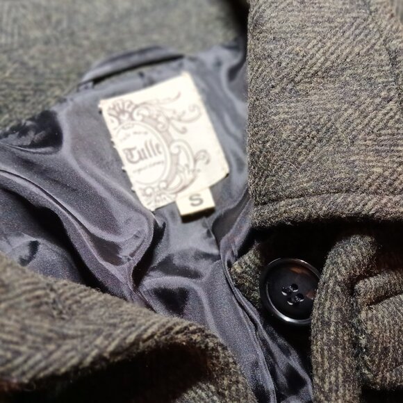TULLE Green/Gray Wool Peacoat S - Picture 5 of 10